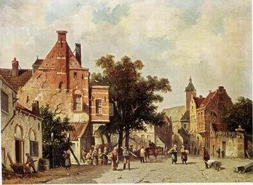 unknow artist European city landscape, street landsacpe, construction, frontstore, building and architecture. 117 oil painting picture